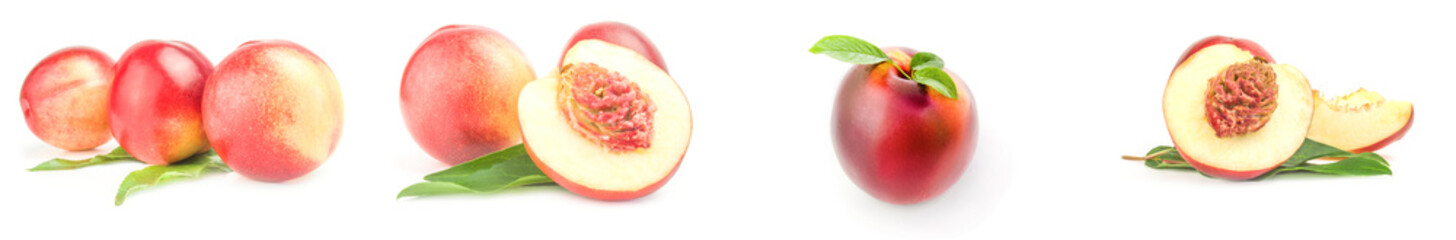 Set of juicy ripe peaches