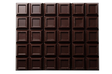 Black chocolate bars isolated on white background