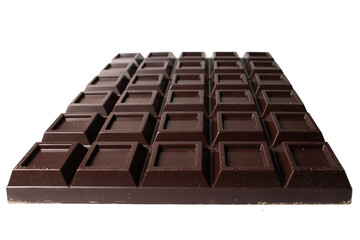 Black chocolate bars isolated on white background
