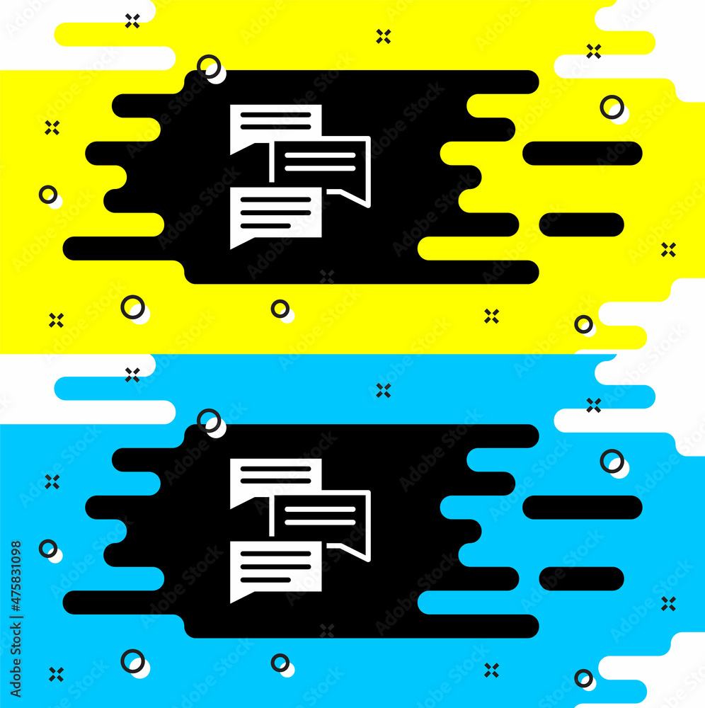 Poster white speech bubble chat icon isolated on black background. message icon. communication or comment c