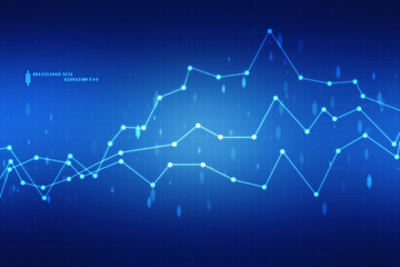 Business Growth graph on technology background, Futuristic raise arrow chart digital transformation abstract technology background. Big data and business growth currency stock and investment economy