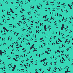 Black Sandbox for kids with sand and umbrella icon isolated seamless pattern on green background. Vector