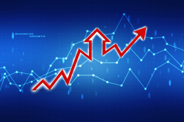 3d rendering business graph and documents. Stock market chart. Business graph background, Financial Background