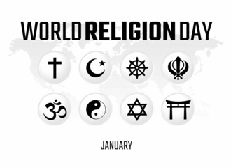 Fototapeta na wymiar vector graphic of world religion day good for world religion day celebration. flat design. flyer design.flat illustration.