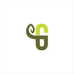 initials g logo vector template leaves