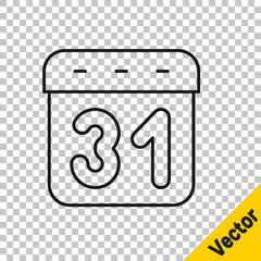 Black line Calendar icon isolated on transparent background. Event reminder symbol. Vector