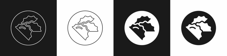Obraz premium Set Dumpling icon isolated on black and white background. Traditional chinese dish. Vector