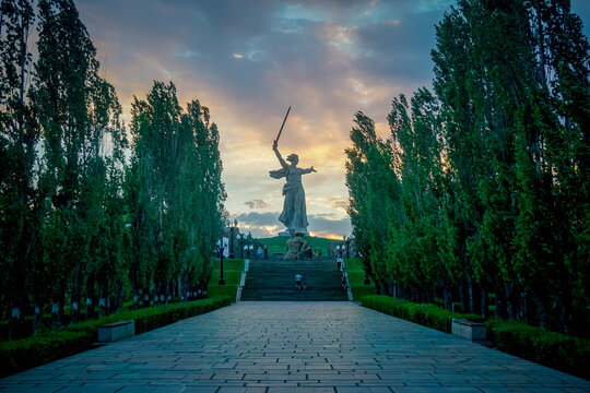 Volgograd, Russia - June 15, 2020: Mamaev Kurgan and Motherland calls