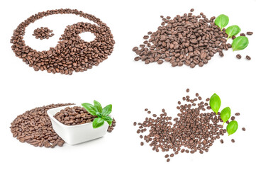 Collection of brazilian coffee isolated over a white background