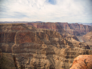Landscape of the Guano Point at Grand Canyon under a cloudy sky in Arizona, the US