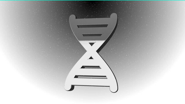 Animation of DNA on a gray background with snow - Fashion steel color