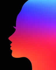 Profile of colorful female face