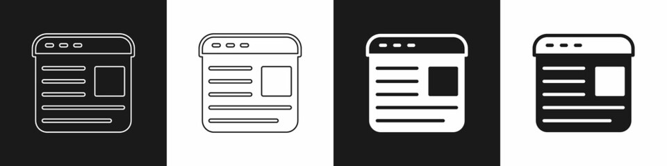 Fototapeta premium Set Advertising icon isolated on black and white background. Concept of marketing and promotion process. Responsive ads. Social media advertising. Vector