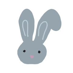 Bunny Face Flat Icon. Isolated on white background sticker pack. Isolated element for child design.