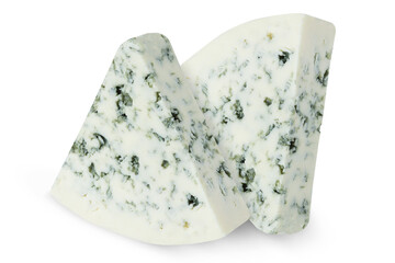 Blue cheese on an isolated white background.