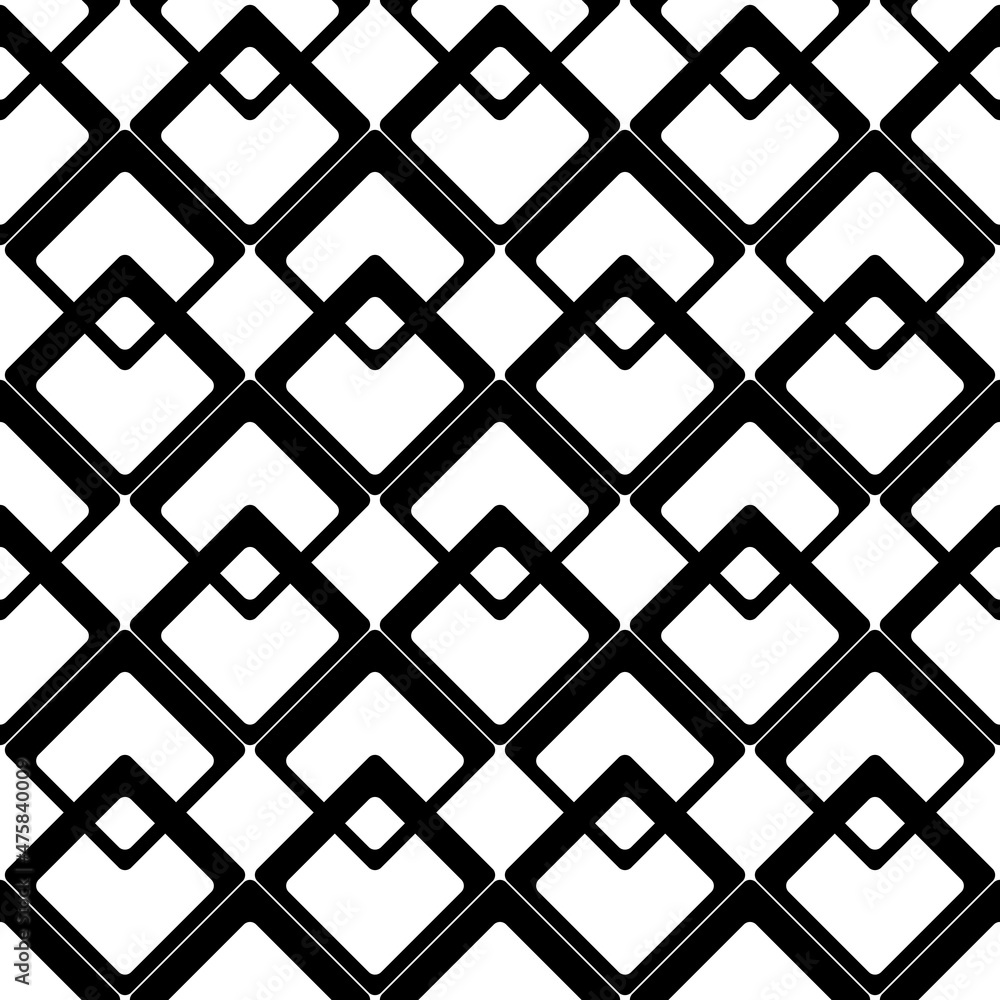Poster black romniks are empty inside. vector with rhombuses seamless type.