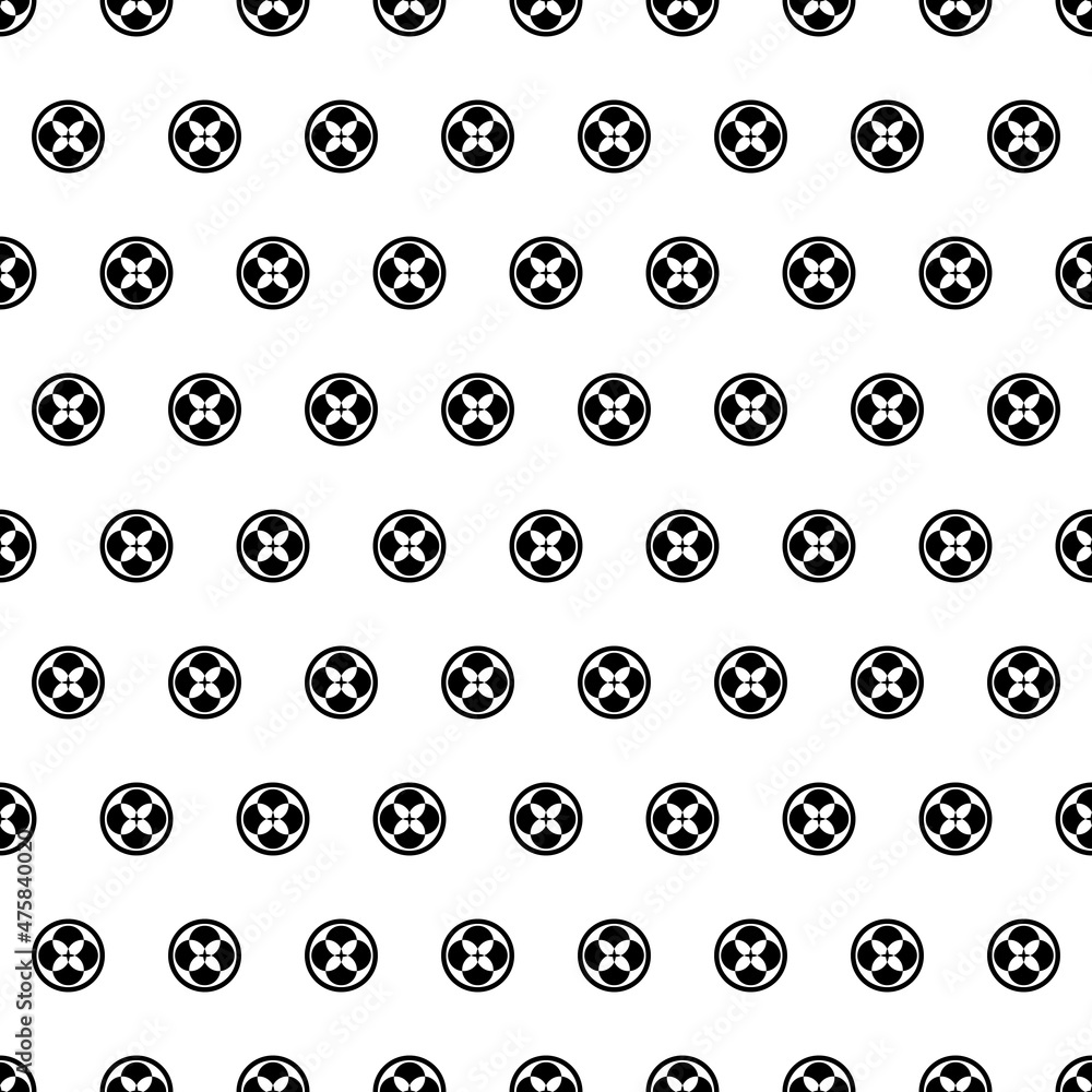 Poster Black pattern with polka dots on a white background. Vector seamless repeating pattern.
