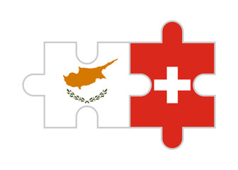 Fototapeta premium puzzle pieces of cyprus and switzerland flags. vector illustration isolated on white background