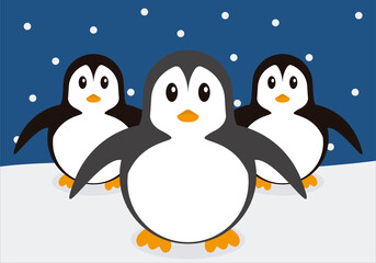 Pingüinos pequeños y adorables negros y blancos.