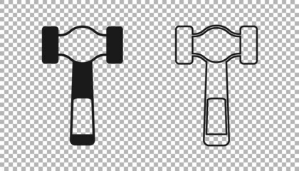 Black Hammer icon isolated on transparent background. Tool for repair. Vector