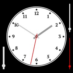 White watch dial with arrows. Black numbers. Vector illustration