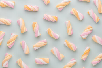 Obraz na płótnie Canvas Colorful marshmallows on pastel background.