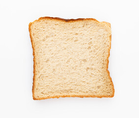 Bread slice isolated on white background.