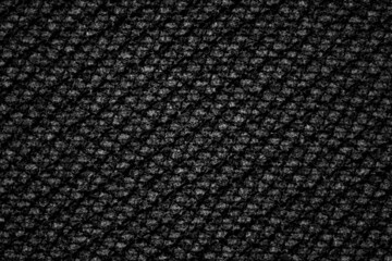 Macro view of knitted black color fabric for texture background