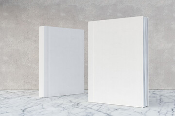 3D Illustration. Mockup of two blank hardcover books for design presentation.