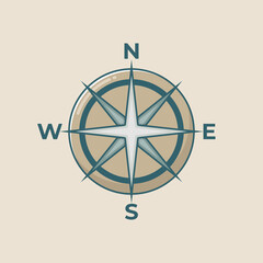 Compass outline and fill style icon illustration