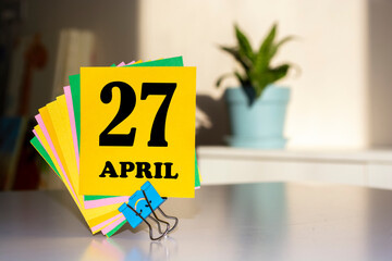 April 27 written on a calendar to remind you an important appointment.