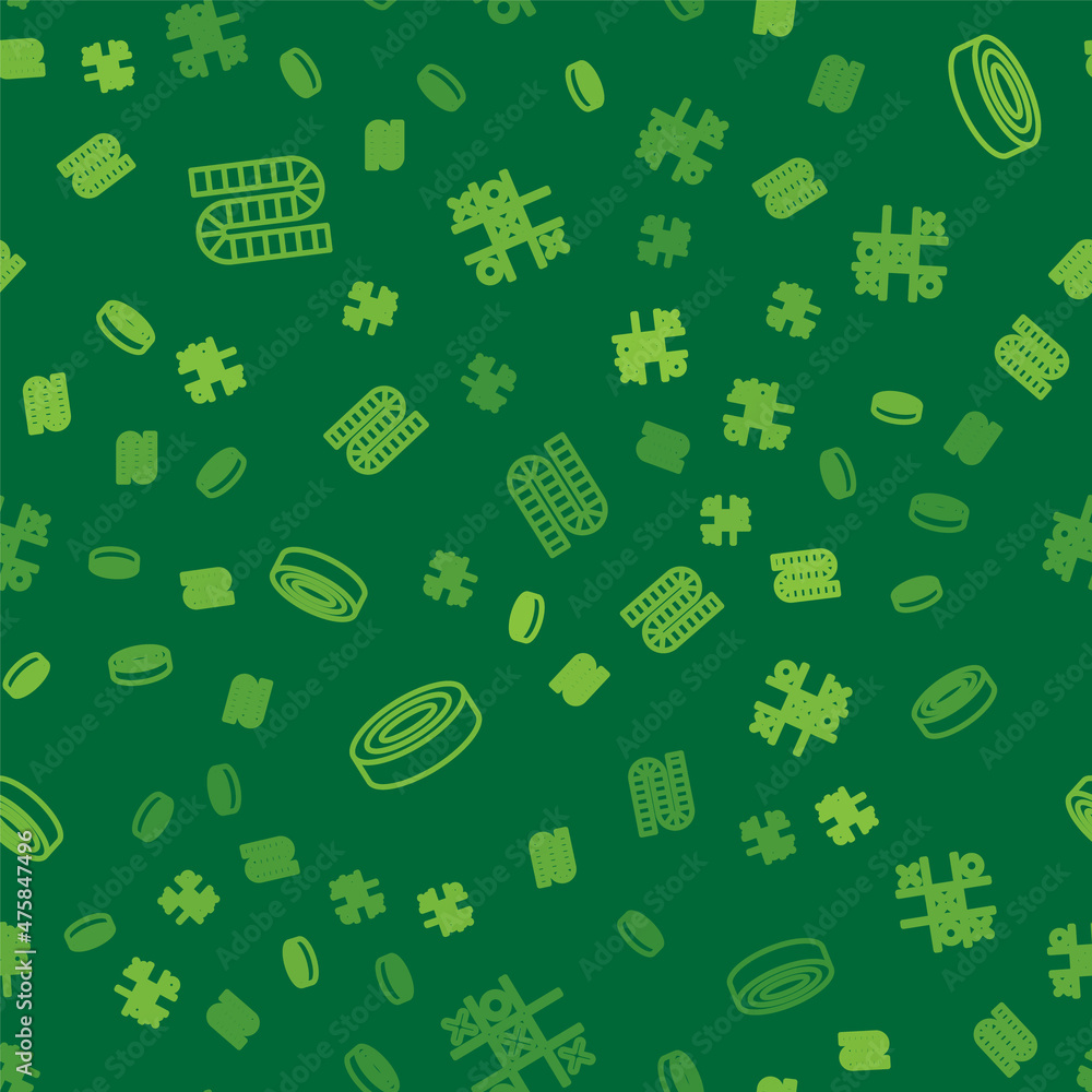 Poster set line board game, checker chips and tic tac toe on seamless pattern. vector