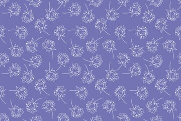 Very Peri - Fashionable color of the year. Botanical seamless pattern in trendy purple color 2022.