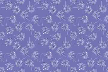 Wall murals Very peri Very Peri - Fashionable color of the year. Botanical seamless pattern in trendy purple color 2022.