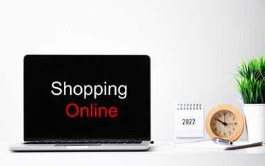 Shopping Online Concept Marketing and Digital marketing With text on laptop screen