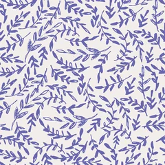 Fototapete Very peri Nahtloses Muster mit kleinen Ästen, Zweigen. Vektorillustration auf Very Peri-Farben des Jahres 2022