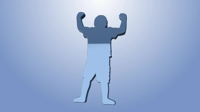 3d animation of a strong man on a blue background