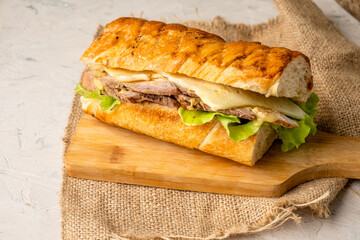 Homemade pork cubanos sandwich. Classic fast food.