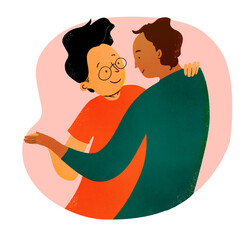 Gay couple dancing