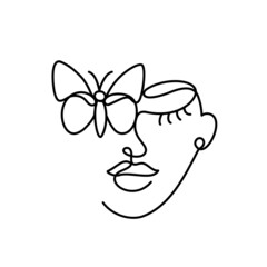 Face of an abstract woman with a butterfly.