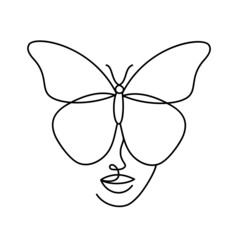 Face of an abstract woman with a butterfly.