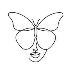 Face of an abstract woman with a butterfly.