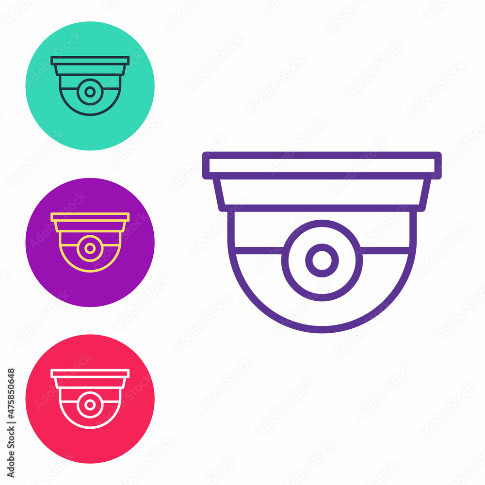 Poster set line security camera icon isolated on white background. set icons colorful. vector