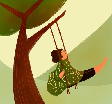Girl in tree swing