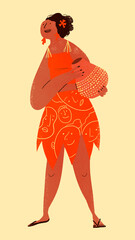 Woman playing xequerê, maracatu instrument