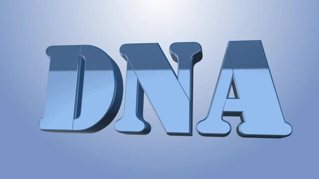 3d DNA Animation - Text on a blue background