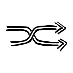 Fototapeta premium Simple outline hand-drawn drawing of crossed arrows. Black and white vector icon