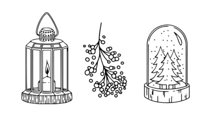 Christmas illustration vector icon set