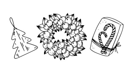 Christmas illustration vector icon set