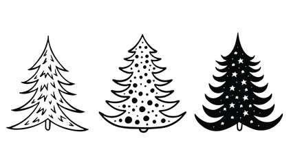 set of christmas trees vector